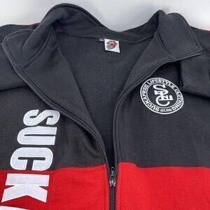 Sucka Free Lifestyle Clothing Size XXL Zip Up Jacket Red‎ Black Hip Hop Y2K